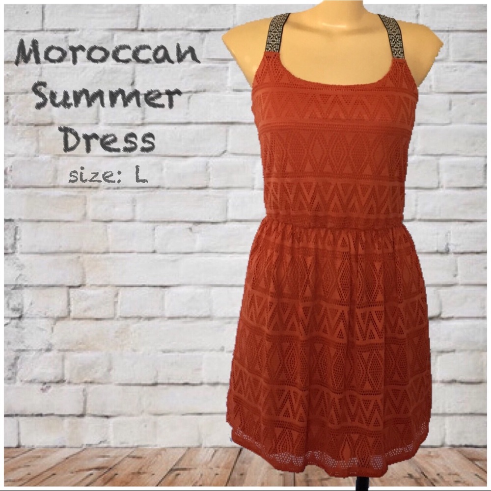 NEW: Orange Moroccan Style Summer Dress